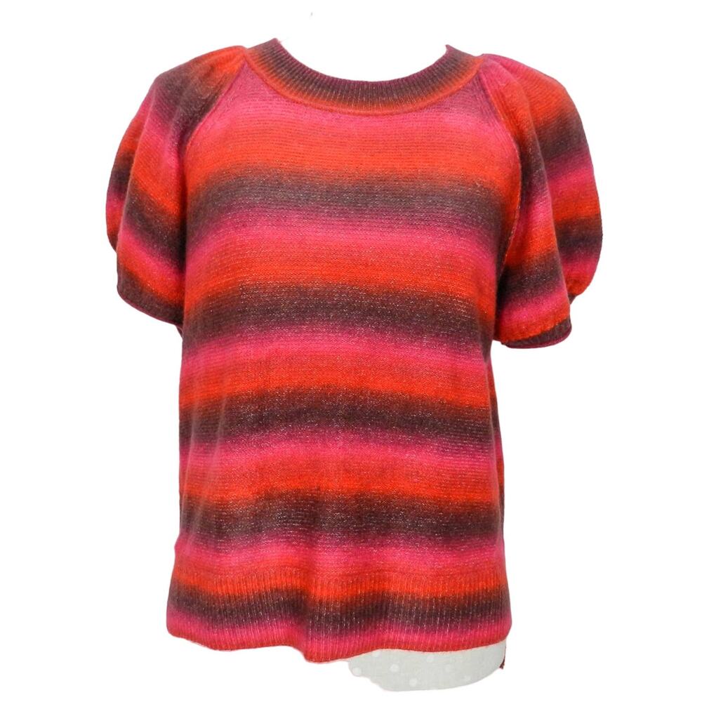 Universal Thread Puff Sleeve Sweater‎ Size S Pink Maroon Ombre Stripes